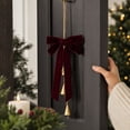 thumbnail image 4 of 2026 Christmas Home Party Decoration Christmas Ornament Bow Knot Hanging Decoration With Golden Bells Vintage Hanging Pendant For Xmas Tree Wall Door Holiday Party Decor, 4 of 6