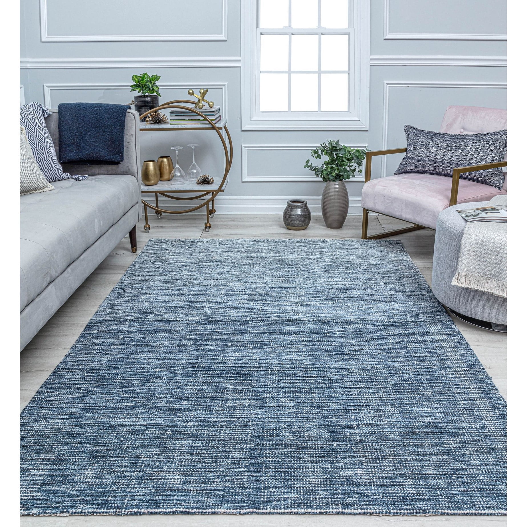 Rugs America RW10D Azure Solid Bohemian Blue Area Rug, 5’0”x7’0” Ideal for Living Room, Bedroom, Dining Room and More