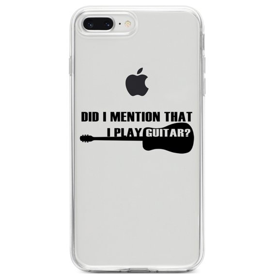 DistinctInk Clear Shockproof Hybrid Case for iPhone 7 PLUS / 8 PLUS (5.5" Screen) TPU Bumper Acrylic Back Tempered Glass Screen Protector - Did I Mention That I Play Guitar?