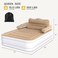 thumbnail image 2 of Uforic FullXL Air Mattress with Headboard, 18" Inflatable Bed with Built-in Pillow, Includes Portable Electric Pump, Brown – Perfect Queen-Size Air Bed for Camping, Home Guests and Daily Use, 2 of 8