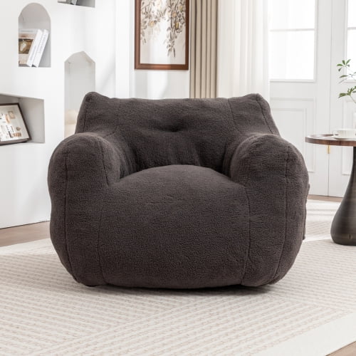 HICOMILA Bean Bag Chair, Soft Teddy Fleece Bean Bag Sofa Chair with Armrests, High-Density Foam Filling, Comfy Oversized Lazy Chair for Living Room, Bedroom, Office
