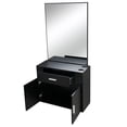 thumbnail image 7 of Hassch Wall Mounted Salon Styling Station with Mirror, Professional Hair Styling Cabinet with Drawer & 2-Door Storage, Barber Beauty Salon Shelf Organizer, Black, 7 of 7
