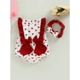 thumbnail image 2 of Bagilaanoe Newborn Baby Girl Valentine's Day Rompers Heart Print Sleeveless Bodysuit + Headband 3M 6M 12M 18M 24M Infant One Piece Jumpsuit, 2 of 6