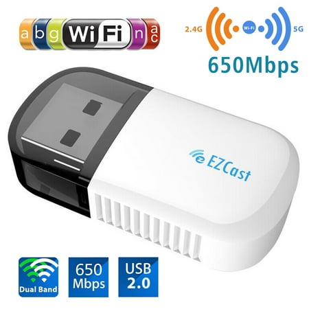 USB WiFi Bluetooth Adapter, EEEkit AC600Mbps Dual Band 2.4/5Ghz Wireless Network External Receiver, Mini WiFi Dongle for PC/Laptop/Desktop, Support Win10/8/8.1/7/Vista/XP, Mac OS X 10.4-10.13