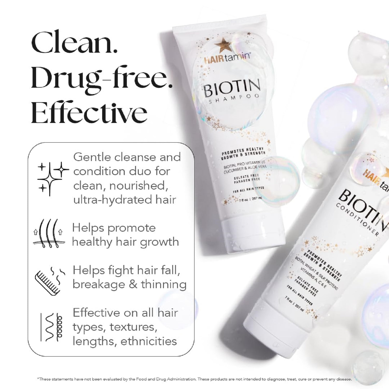 HAIRtamin® Biotin Shampoo – Promotes Stronger, Thicker-Looking Hair for Enhanced Volume and Health