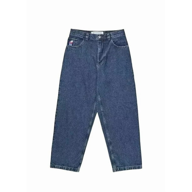 Pantalones vaqueros unisex estilo hip-hop gótico urbano de talle alto y corte holgado con diseños rasgados y bordados for hombre y mujer