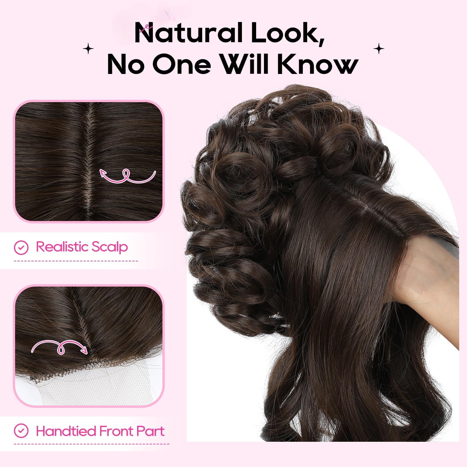 Curly Updo Wig with Bangs Messy Bun Hair Piece 2-in-1 Hair Topper Long Side Bangs Drawstring Ponytail Extension for Women Light Blonde