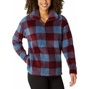 Eddie Bauer Women's Ultra Soft Plush Fleece Quarter Zip Sweatshirt Harbor Check Print Pullover Top