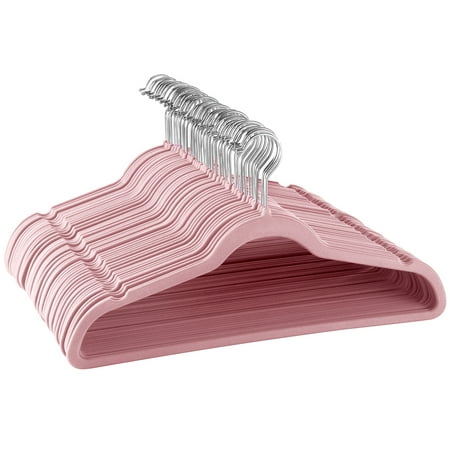 Elama Non Slip Velvet Clothing Hangers  50 Pack  Pink