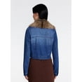thumbnail image 4 of Madden NYC Women's Cropped Denim Jacket with Faux Fur Collar, Sizes XXS-XXL, 4 of 6