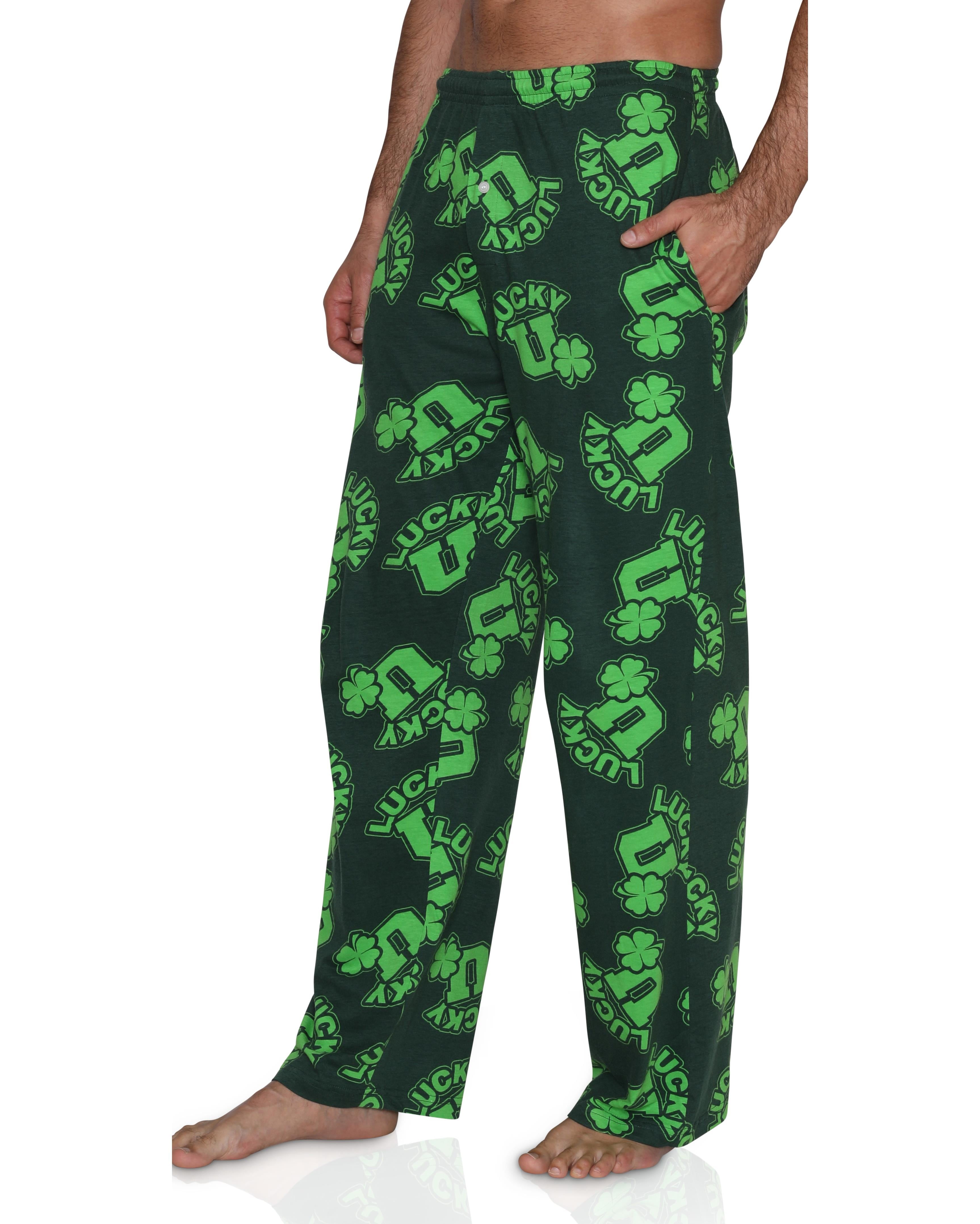 Fun Boxer Mens Pajama Pants St.Patrick Green Lounge Pants, Lucky U ...