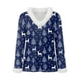thumbnail image 4 of Rotm Women Christmas Sweater Fall T Shirts Christmas Snowflake Graphic Tee Tops Long Sleeve V Neck Plush Trim Pullover(Dark Blue,M), 4 of 5