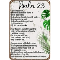 Psalm 23 Poster Vintage Metal Signs Bible Quote Psalm Quote Christian Wall Art Metal Plaque Antique Tin Sign for Home Kitchen Coffee Cafes Bar Club Decor 8x12 Inch