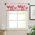 thumbnail image 3 of Valentines Day Gnomes Pink Roses Curtain Valance for Windows/Living Room/Kitchen/Bathroom, Lover Tree Pink Romantic Floral Short Rod Pocket Tier Curtain Geometric Heart Window Treatment Panel 54x18, 3 of 6