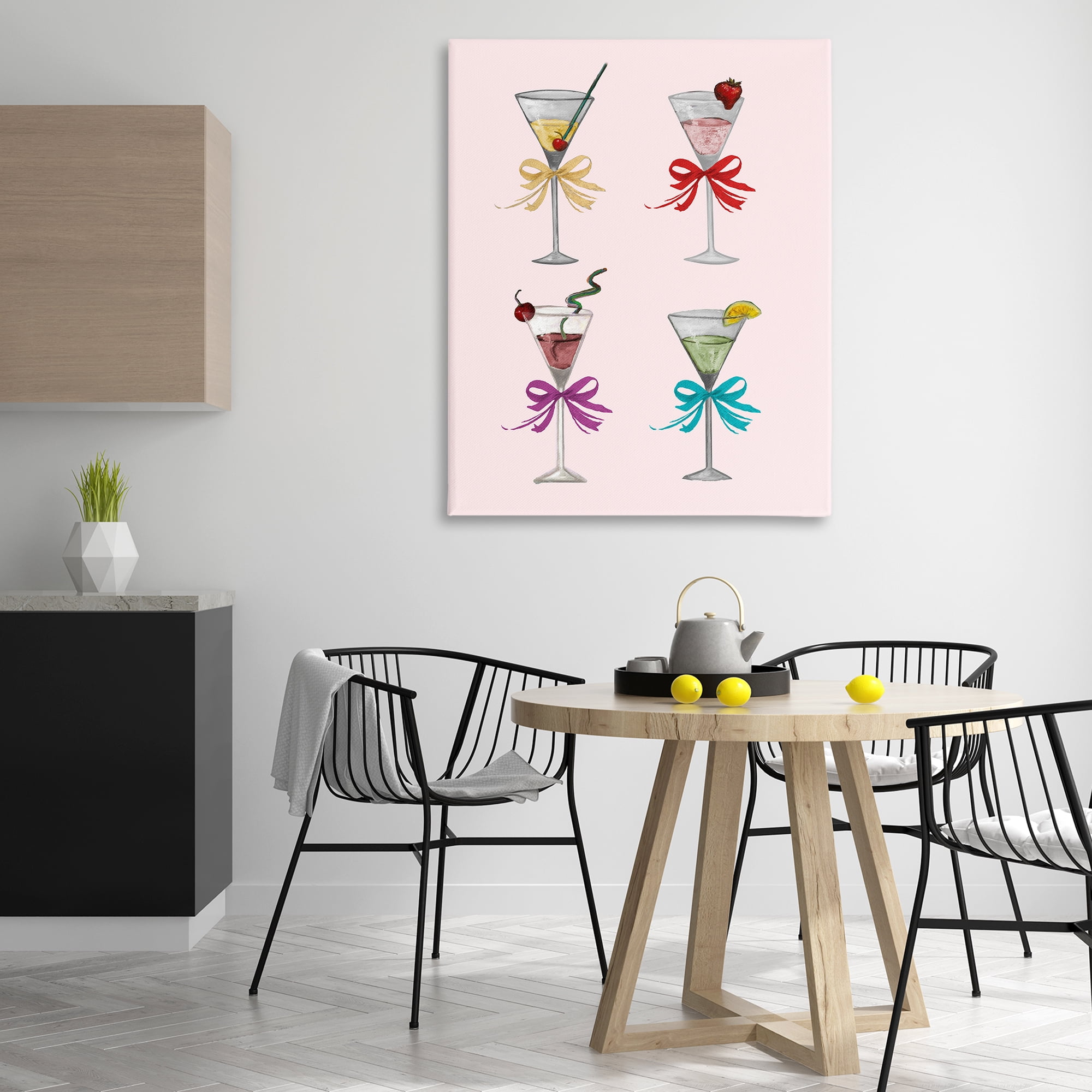 Stupell Industries Cute Ribbon Cocktails Food & Beverage Painting Wrapped Canvas Art Print Wall Art, 36 x 48