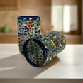 thumbnail image 3 of Confetti Pebbled Glass | Blue Rim Hand-Blown Mexican Tumbler (Setof20), 3 of 5