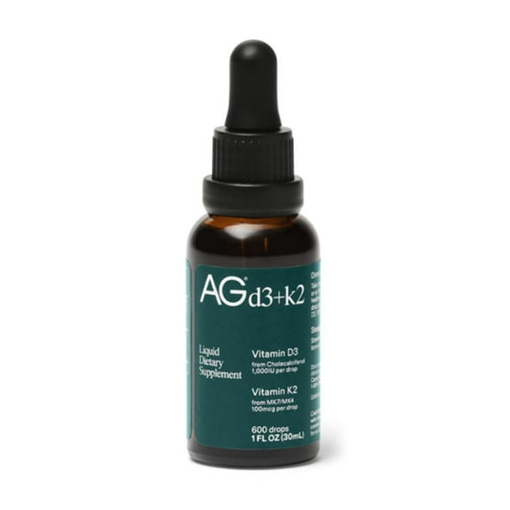 AG1 Vitamin D3 K2 Drops, 1000IU of Vitamin D3 and 100mcg of K2 per Serving, Supports Bone Density and Calcium Absorption (Athletic Greens)