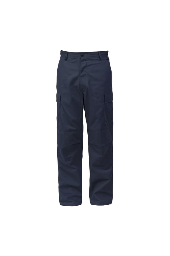 Men's BDU Pants, Cargo Style Trousers, Poly Cotton Blend, Made in USA, Navy, Size Medium Long