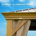 thumbnail image 5 of 12'x16' Hardtop Gazebo, Outdoor Wooden Coated Aluminum Frame Hard Top Gazebo with Galvanized Steel Double Roof, Permanent Metal Roof Gazebo with Nettings, Curtains and Hooks for Deck, Patio, 5 of 6