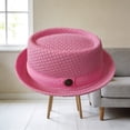 thumbnail image 3 of Men Breathable Soft Cool Mesh Pork Pie Hat, Summer Sun Protection Short Brim Crushable Fedora Hat Lightweight Outdoor Beach Travel Fashion formal Trilby Cap Pink, 3 of 4