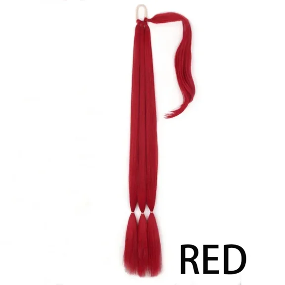30'' Braids Ponytail Extensions Long DIY Braided Hairpiece Ponytail for Women Synthetic Heat-resistant Braid Fake Tail Wine Red