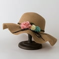 thumbnail image 1 of Up To $10 Baseball Caps Brown Ladies Wide Straw Foldable Travel Flower Sun Hat Summer Beach Caps, 1 of 2