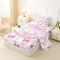 thumbnail image 2 of spefrowx Cute Pearl Shell Twin Sheets for Kids, Pink Princess Bow Coral Bedding, 3 Pieces, 1 Flat Sheet, 1 Fitted Sheet and 1 Pillowcase, 2 of 6
