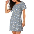 thumbnail image 2 of Susaid Sleep Rabbit Pattern Sleep Shirts for Women Short Sleeve Night Shirts for Sleeping Pullover Nightgown Soft Nightdress, 2 of 6