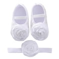 thumbnail image 5 of Baozhu Newborn Baby Shoes Baptism + Hair Band Baby Girl Flower First Walker Toddler Cute Baby Soft Prewalker 0-12 Months, 5 of 5