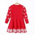 thumbnail image 4 of Little Girls Christmas Dress Reindeer Snowflake Xmas Gifts Winter Knit Sweater Dresses, 4 of 6