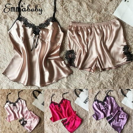 

New Women´s Satin Silk Sleepwear Pajamas Nightdress Lingerie Night Dress Skirt
