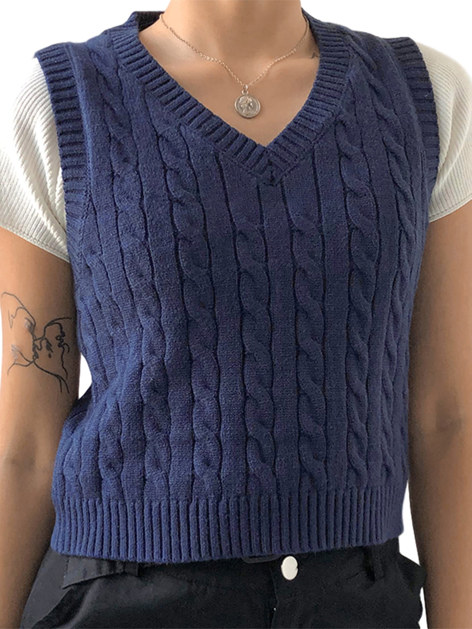 blue sweater vest womens