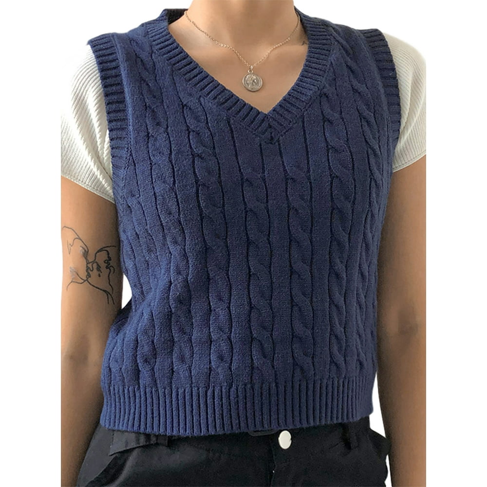 Listenwind Listenwind Women Sleeveless Sweaters Vest Tank Knitted