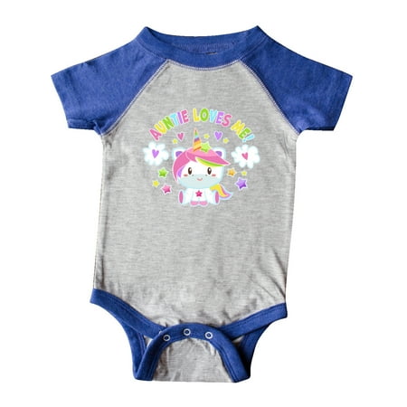 

Inktastic Auntie Loves Me with Cute Rainbow Unicorn Gift Baby Boy or Baby Girl Bodysuit