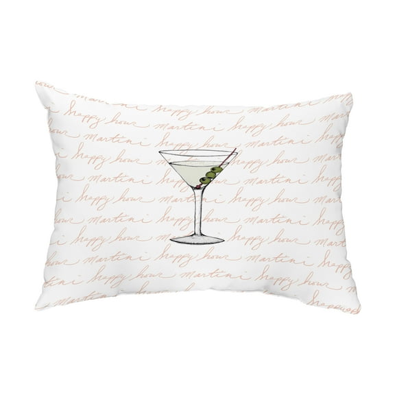 Simply Daisy, 14" x 20" Martini Glass Text Fade Coral Abstract Decorative Outdoor Pillow, Coral