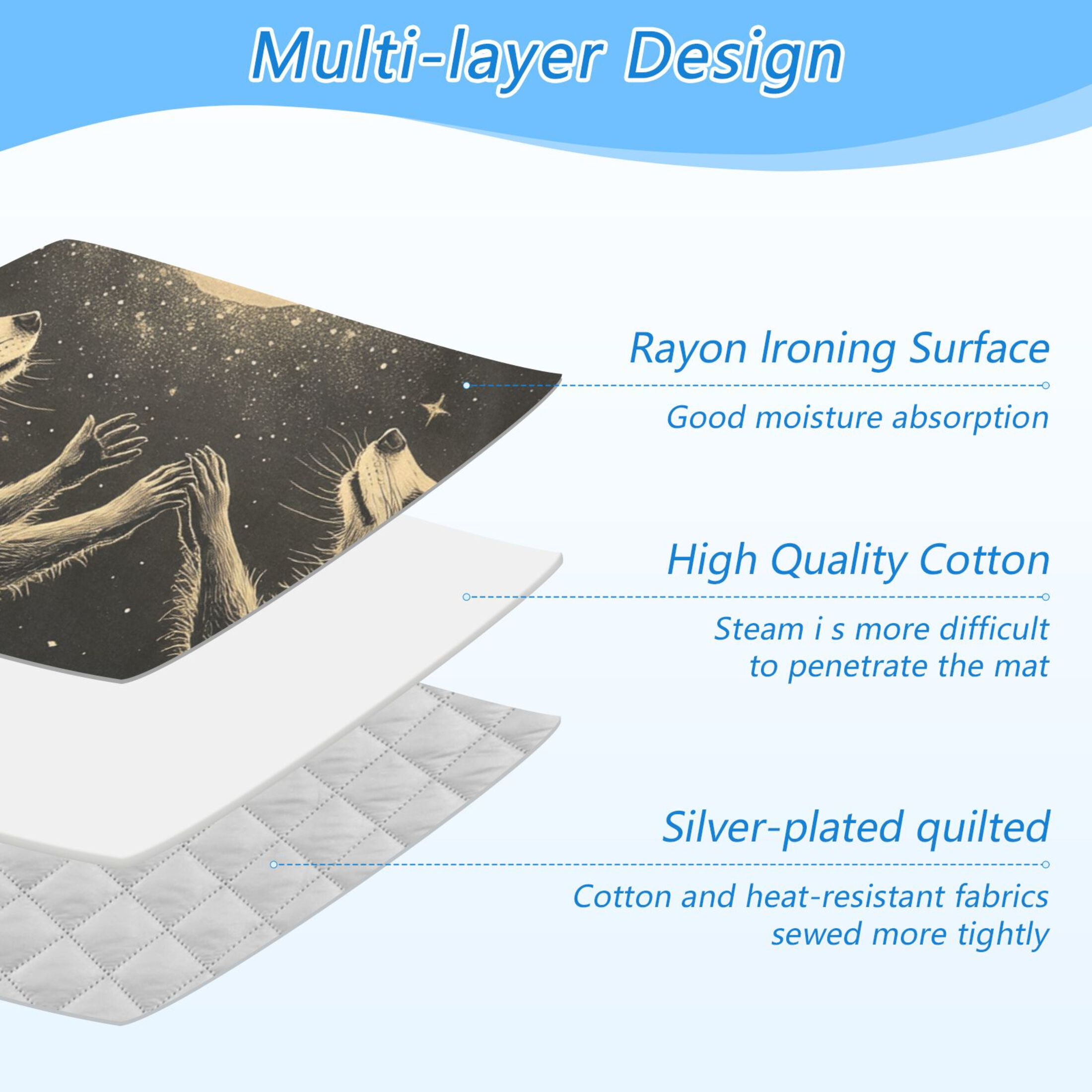 Raccoons Moon Stars Ironing Board Covers Heat Resistant Ironing Pad Mat Portable for Travel Washer Dryer Table