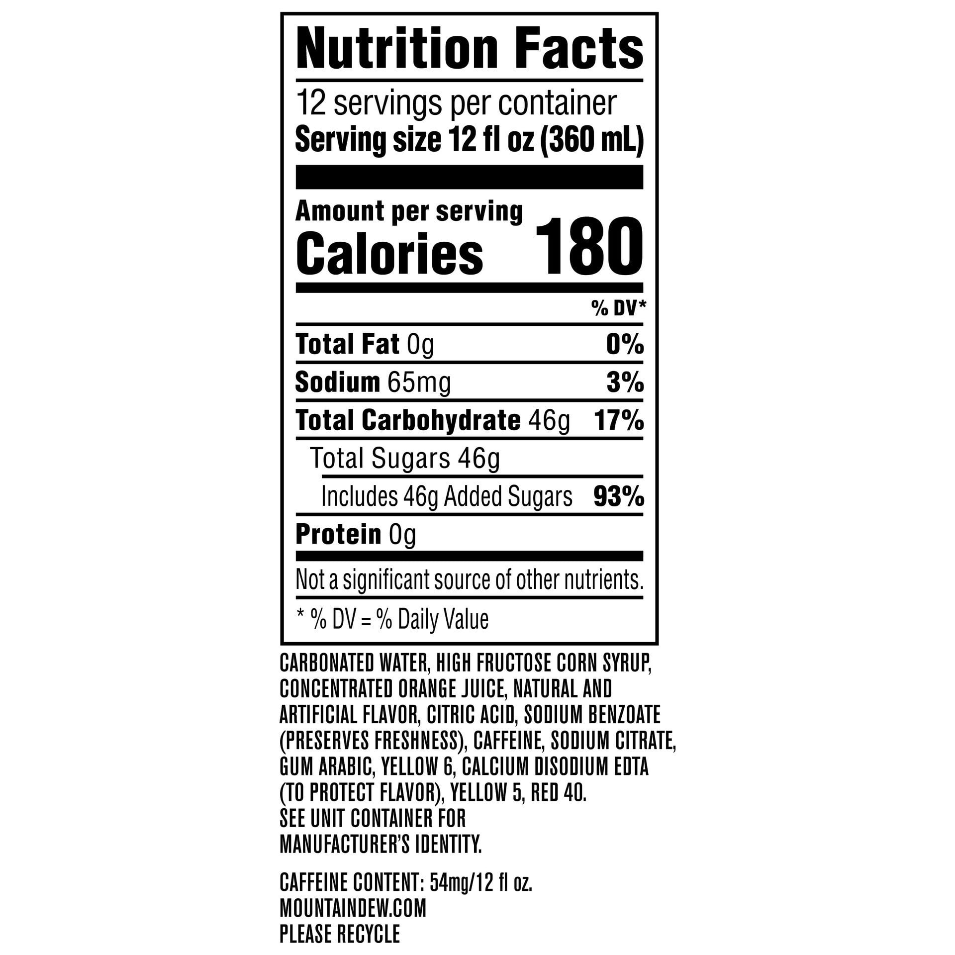 Mountain Dew Live Wire Orange Soda Pop, 12 fl oz, 12 Pack Cans