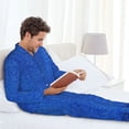 thumbnail image 5 of KLL Blue Glitter Sleepwear Mens Flannel Pajamas,Long Cotton Pj Set, 5 of 7