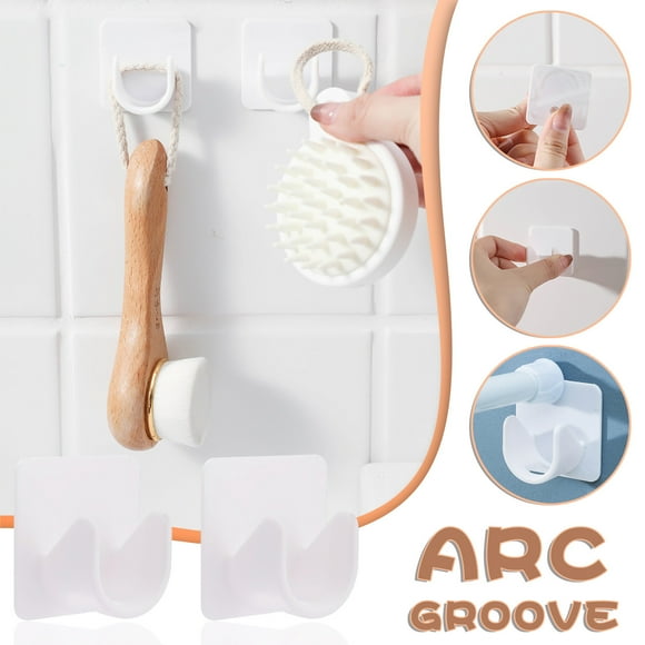 2PC Wall Hanger Arc-shaped Slot Telescopic Rod Fixed Support Rod Supporting Spray Bottle Hanger