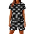 thumbnail image 3 of Lounge Sets for Women Casual 2 Piece Outfits Summer Printed Short Sleeve Tops and Pocket Shorts Matching Set, 3 of 5