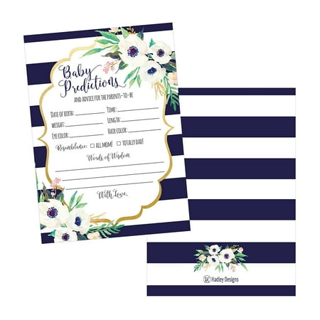 50 navy floral advice and prediction cards for baby shower game new