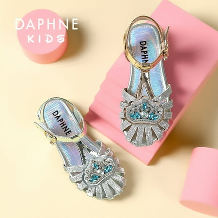 

DAPHNE Girls Elegant High Heel Princess Shoes With Crown Decoration Lightweight Breathable Sandals For Summer Party Performance