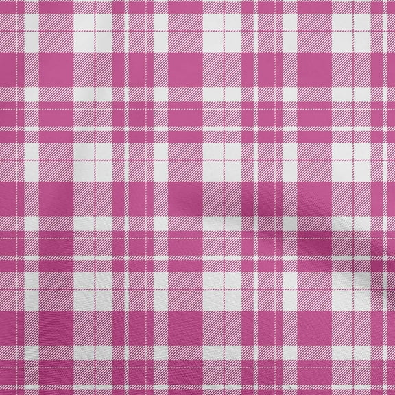 oneOone Viscose Chiffon Pink Fabric Check Sewing Material Print Fabric By The Yard 42 Inch Wide