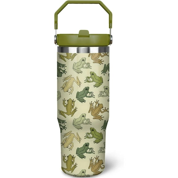 30 oz Frog Tumbler with Handle Gifts for Frog Lover 30oz Stainless Steel Travel Cup Mug Water Bottle