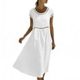 thumbnail image 5 of Women's Linen V-Neck Short-Sleeve Casual Summer Dress, 5 of 9
