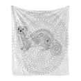 thumbnail image 1 of Modern Soft Flannel Fleece Throw Blanket, Squirrel Surrounded by Geometric Squares Triangles Circles Work of Art Print, Cozy Plush for Indoor and Outdoor Use, 50" x 60", White Grey, by Ambesonne, 1 of 6