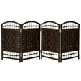 thumbnail image 3 of Red Lantern 2 ft. Short Fiber Weave Folding Screen - Dark Mocha - 4 Panels, 3 of 7