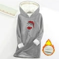 thumbnail image 2 of ShiShine Womens Sherpa Fleece Pullover Hoodie Christmas Wine Glass Santa Hat Glitter Print Long Hooded Top Winter Warm Loungewear, 2 of 6