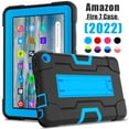 thumbnail image 3 of Dteck for Amazon All-New Kindle Fire 7 Tablet Case 12th Gen 2022 Release Rugged Hands-Free Viewing Stand Armor Pretective Shell Case Cover for Fire 7 Kids Tablet 7" 2022 Latest Model, Black+Blue, 3 of 10