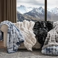 thumbnail image 2 of EVERGRACE Ultra Soft Luxury Fluffy Faux Rabbit Fur Throw Blanket, Thick Warm Bubble Throw for Bed, Cozy Plush Reversible Blankets for Couch, Chair, Sofa, Cloud Blue, 60x80 Inches, 870 GSM, 2 of 8